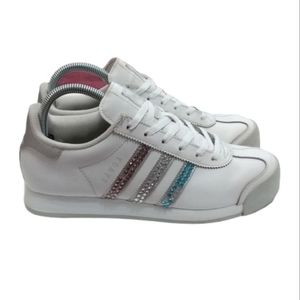 Adidas Samoa White on Gray with Crystals